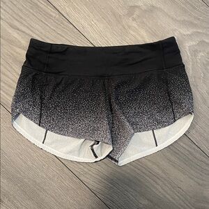 Lululemon Athletica Black and White Speckled Athletic Shorts